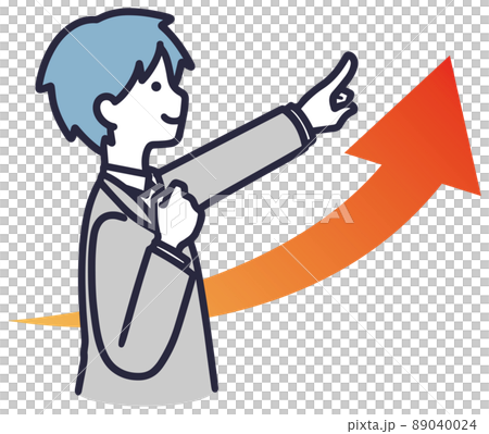 会社員　指さし男性　シンプルイラスト 89040024