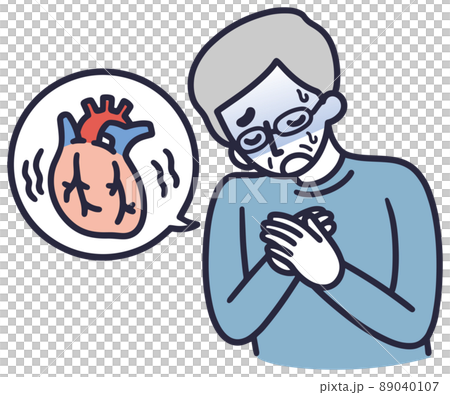 胸が痛いシニア男性　シンプルイラスト 89040107