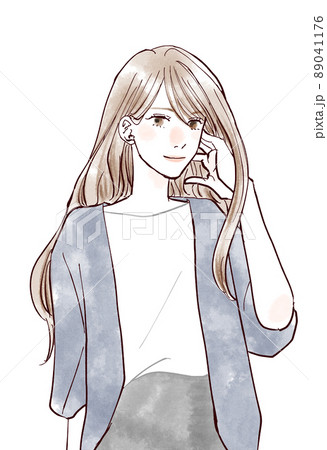 かっこよく髪をかきあげる女性のイラスト素材 かっこよく髪をかきあげる女性のイラスト素材