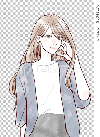 かっこよく髪をかきあげる女性 89041176