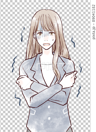 A woman holding her arms and trembling 89041182