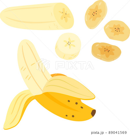 皮を剥いたバナナとバナナチップスのイラスト素材