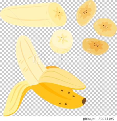 Peeled bananas and banana chips Peeled bananas and banana chips 89041569