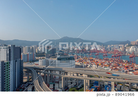 Kwai Tsing container terminal port in Hong Kong 14 April 2022 89041966