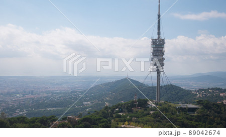 Barcelona city aerial view. View from the observation deck. Electric tower Barcelona city aerial view. View from the observation deck. Electric tower 89042674