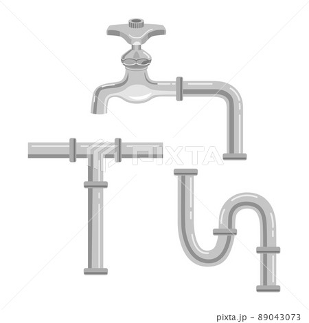 水道管のイラスト（単水栓・3種類） 89043073