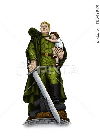 Monument to a Soviet soldier with a child in Berlin. History of the Second World War in sketches. 89043970