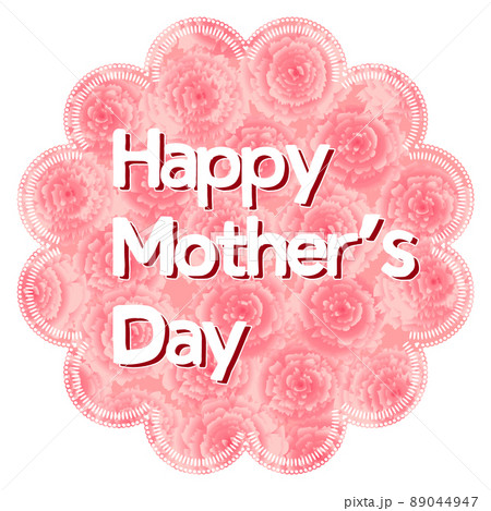 Happy Mather's Day　母の日のポップイラスト　ピンクのカーネーション 89044947