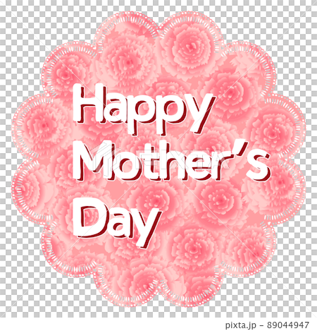 Happy Mather's Day　母の日のポップイラスト　ピンクのカーネーション 89044947