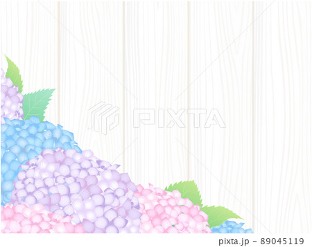 あじさいの背景 カラフル 白系木目 のイラスト素材