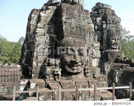 カンボジア アンコールトム遺跡 バイヨン寺院観世音菩薩四面塔 カンボジア アンコールトム遺跡 バイヨン寺院観世音菩薩四面塔 89045429