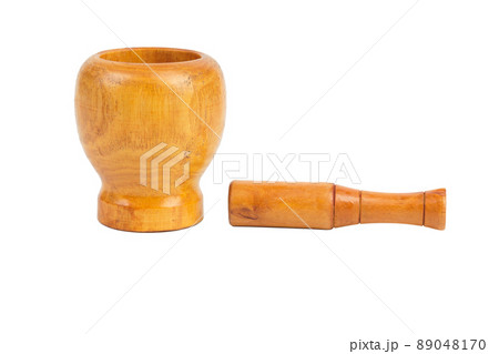Handmade wooden mortar for grinding spices. 89048170
