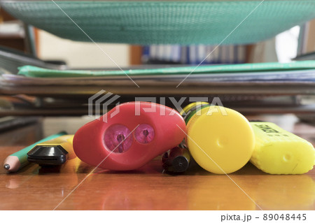 Office supplies are on the desktop in the office. Office supplies are on the desktop in the office. 89048445