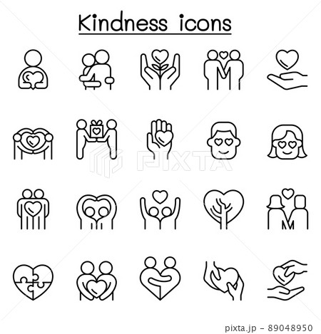 Kindness and care icon set in thin line style Kindness and care icon set in thin line style 89048950