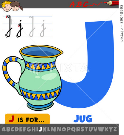 letter J from alphabet with cartoon jug object letter J from alphabet with cartoon jug object 89048998