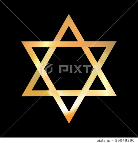 Golden David Star. Judaism religious symbol, gold star of David sign. . Vector illustration. 89049290