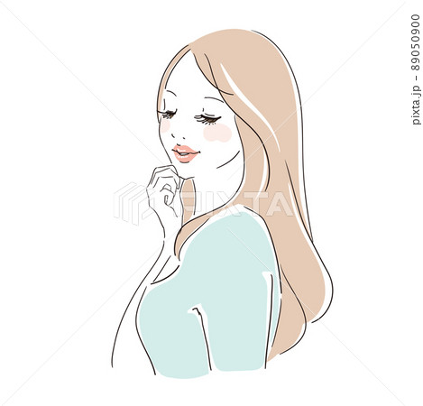 美しいロングヘアの女性 伏目 美しいロングヘアの女性 伏目 89050900