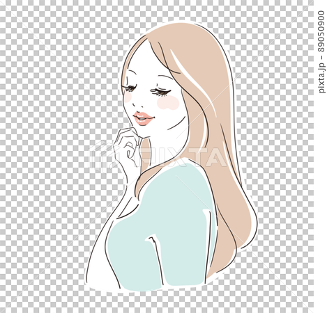 美しいロングヘアの女性 伏目 美しいロングヘアの女性 伏目 89050900