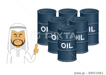 アラブ人とオイルの入ったドラム缶イラストイメージ アラブ人とオイルの入ったドラム缶イラストイメージ 89053981