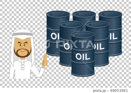 アラブ人とオイルの入ったドラム缶イラストイメージ アラブ人とオイルの入ったドラム缶イラストイメージ 89053981