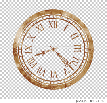 古董時鐘水彩畫棕色 89054192