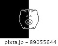 Drawn piggy bank on black and white background 89055644