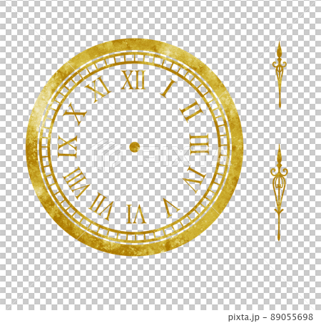 Antique clock watercolor painted gold color that you can attach the long hand and the short hand by yourself 89055698