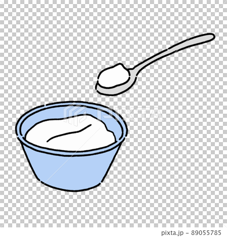 ヨーグルトとスプーンのベクターイラスト 89055785