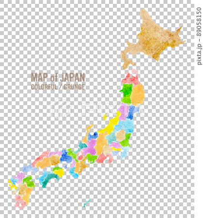 カラフルグランジな日本地図 89058150