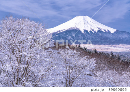 《山梨県》冬の富士山・積雪の二十曲峠 89060896