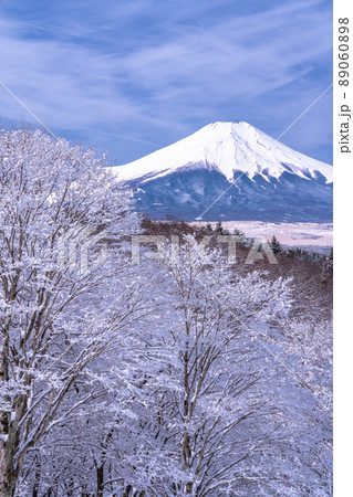 《山梨県》冬の富士山・積雪の二十曲峠 89060898