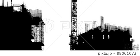 construction equipment and elements of a building under construction 89061072