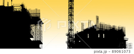 construction equipment and elements of a building under construction 89061073
