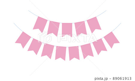 四角いガーランドのイラスト素材_ピンク_16:9 四角いガーランドのイラスト素材_ピンク_16:9 89061913