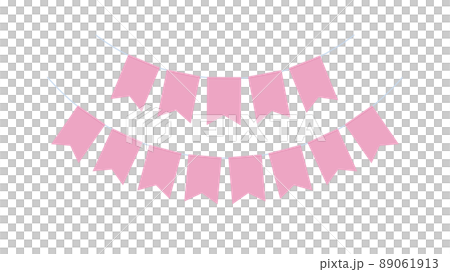 四角いガーランドのイラスト素材_ピンク_16:9 四角いガーランドのイラスト素材_ピンク_16:9 89061913