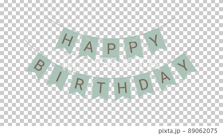 レトロな四角いガーランドのイラスト素材_誕生日_16:9 レトロな四角いガーランドのイラスト素材_誕生日_16:9 89062075