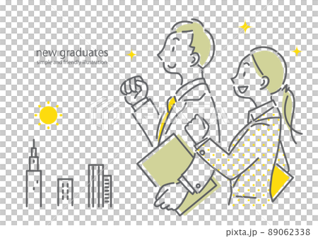 年輕商務人士女性男性簡單時尚的線條畫插圖 年輕商務人士女性男性簡單時尚的線條畫插圖 89062338