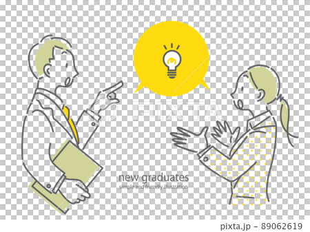 Young business person idea, female, male, simple and stylish line drawing illustration Young business person idea, female, male, simple and stylish line drawing illustration 89062619