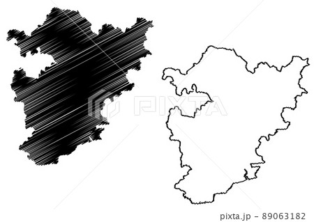 Alirajpur district (Madhya Pradesh State, Indore division, Republic of India) map vector illustration, scribble sketch Alirajpur map 89063182