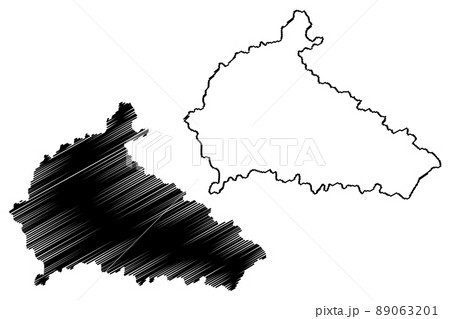Amritsar district (Punjab State, Republic of India) map vector illustration, scribble sketch Amritsar map 89063201