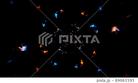 Red and Blue Fire Particles Blowing out 89063595