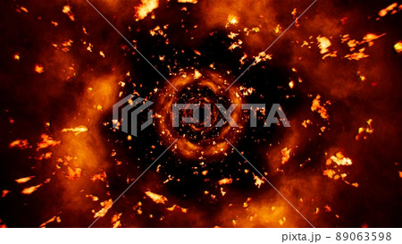 Scattering Fire Particles and Flame Tunnel Effect Background 89063598