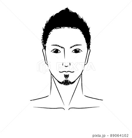 手描きのアジア人風で短髪のイケメン男性の髭のデザイン脱毛の顔のイラスト 手描きのアジア人風で短髪のイケメン男性の髭のデザイン脱毛の顔のイラスト 89064102