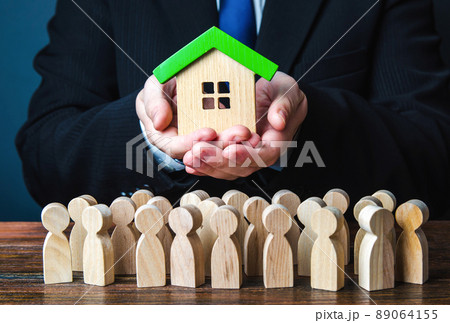 Providing a home. Bank agent approving mortgage loan. Social housing. Insurance. Buying and selling. Residence permit. Real estate investment. 89064155