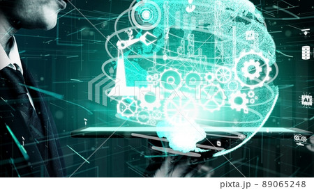 Futuristic industry 4.0 and inventive mechanized engineering concept 89065248