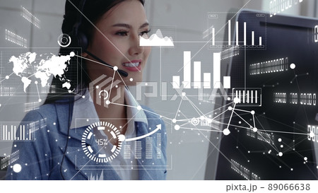 Customer support call center provide data in conceptual vision 89066638