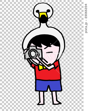 鳥の被り物をして鳥撮影をするカメラ小僧 89066894