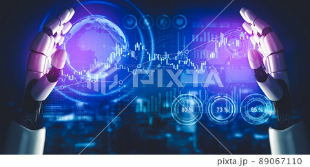 Future artificial intelligence and machine learning for AI droid robot or cyborg 89067110