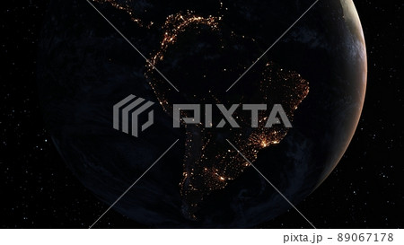 Planet earth with realistic geography surface and orbital 3D cloud atmosphere 89067178