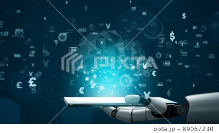 Futuristic robot artificial intelligence revolutionary AI technology concept 89067230